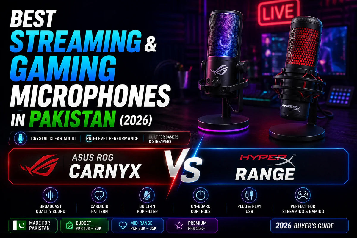 ASUS ROG Carnyx and HyperX SoloCast, DuoCast, QuadCast microphone comparison Pakistan 2026 – The Revive Tech