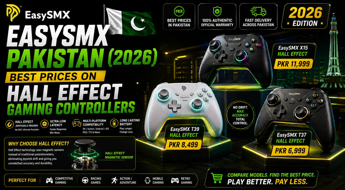 EasySMX X05, X15, D05, D10 and X20 Hall Effect controller price comparison Pakistan 2026 – The Revive Tech