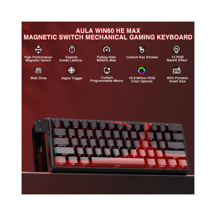 AULA WIN68 HE Max Wired Mechanical Keyboard Black Red – Wing Chun Magnetic Switch