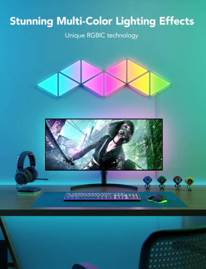 Govee Glide Triangle Light Panels (10 Panels) – RGBIC Modular Wall Lighting