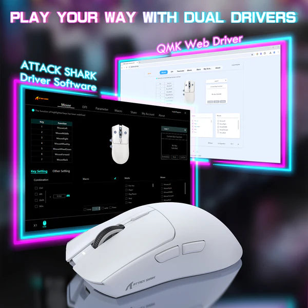 Attack Shark X1 Gaming Mouse – RGB Touchpad, PAW3395PRO, 40K DPI
