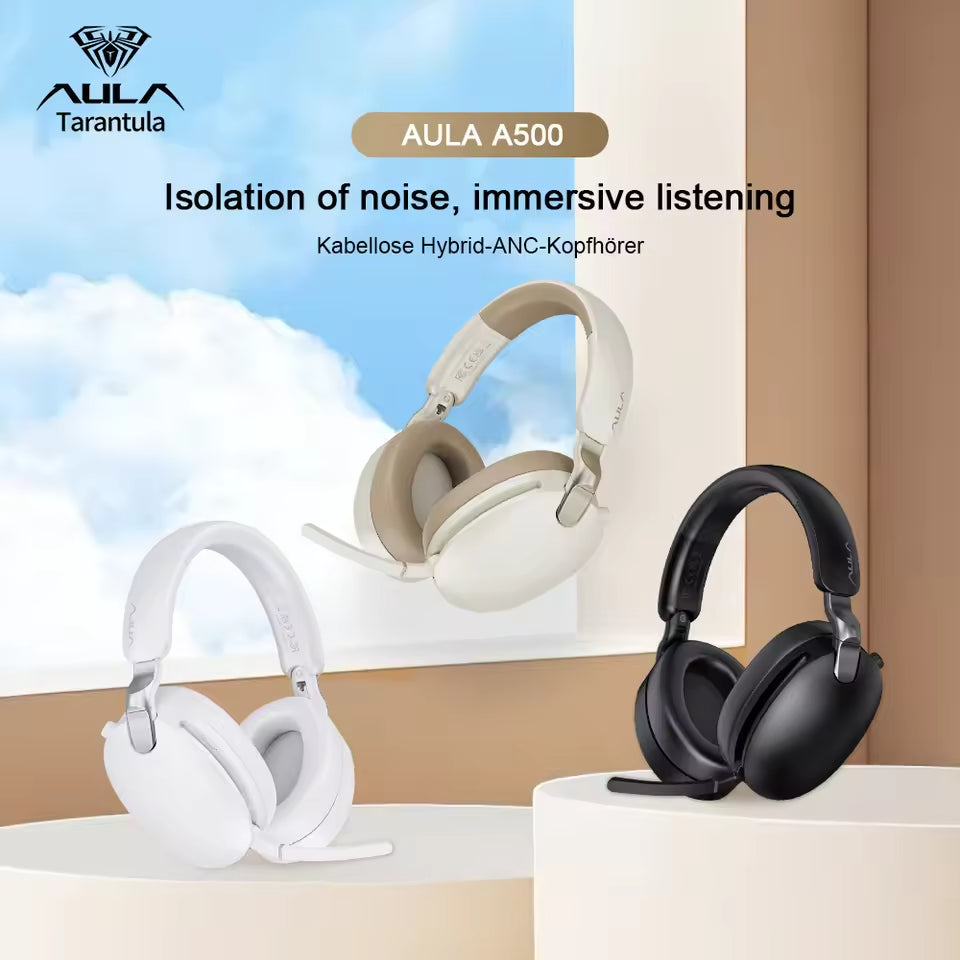 AULA A500 Tri-Mode Wireless & USB Wired Gaming Headset White