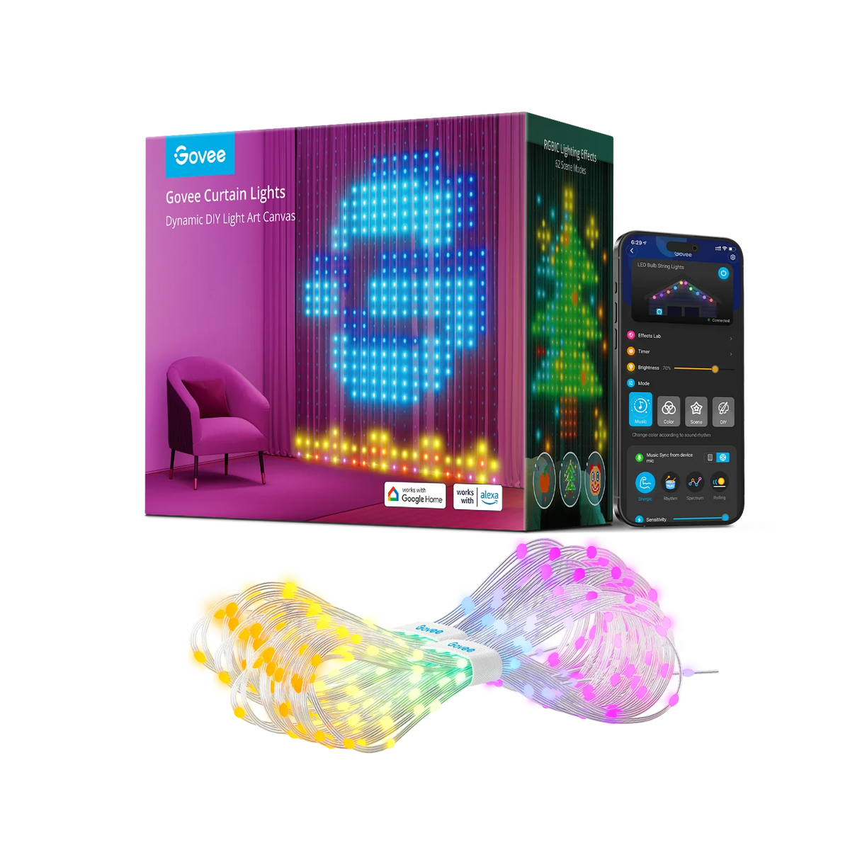 Govee Curtain Lights – Smart RGBIC LED Display Curtain (Energy Class G)