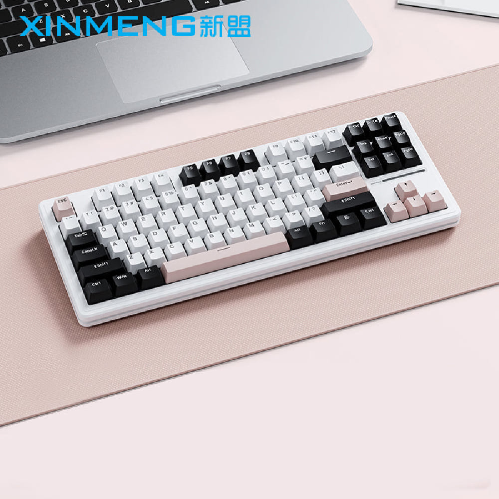 XINMENG M87 Pro V2 Tri-Mode Gasket Mechanical Keyboard – White Pink – Rocket Racoon