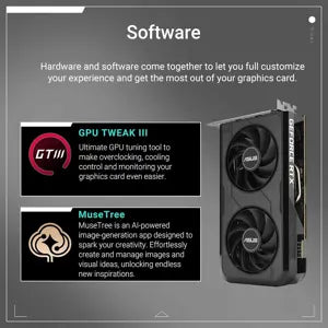 Asus Dual GeForce RTX 5050 8GB GDDR6 OC Edition Graphics Card (PCIe 5.0, 8GB GDDR6, DLSS 4, HDMI 2.1b, DisplayPort 2.1b, 2-Slot, Axial-tech Fan Design, 0dB Technology, Dual BIOS and More)