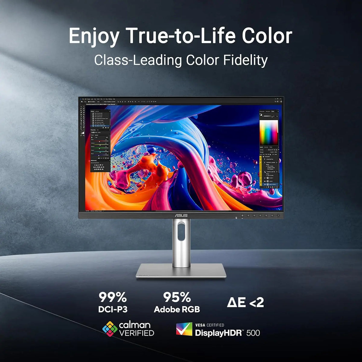 Asus ProArt Display PA27JCV 27” 5K HDR 60Hz Professional Monitor - 5K (5120 x 2880), IPS, 99% DCI-P3, 100% sRGB, USB-C PD 96W, Calman Verified, Color Accurate, Auto KVM, LuxPixel