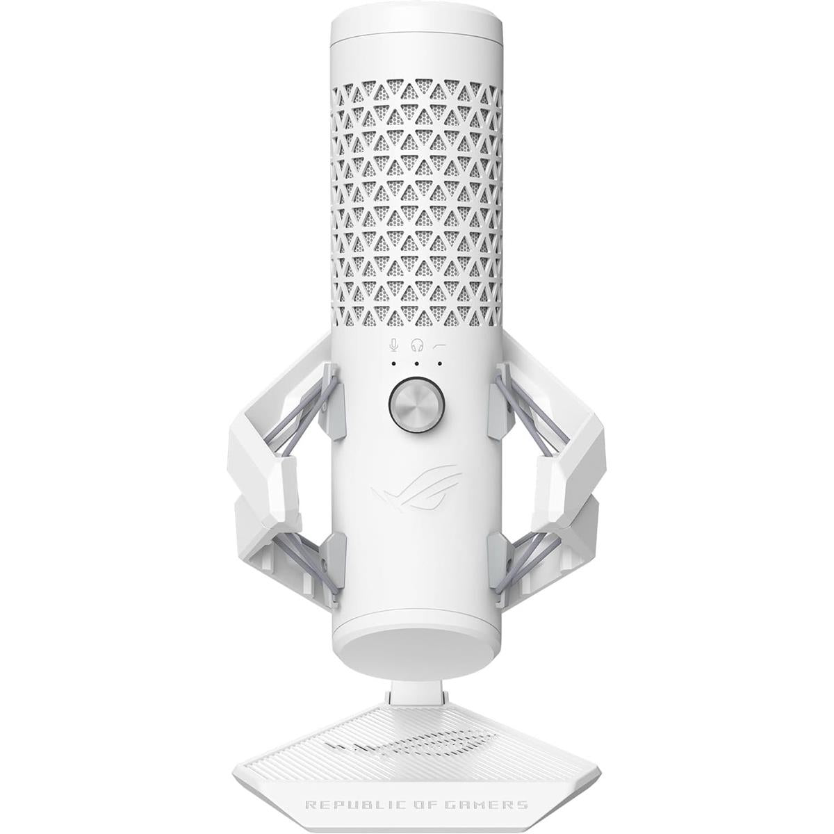 ASUS ROG Carnyx USB Mic – 25mm Condenser, 192kHz/24-bit, Cardioid, RGB, Pop Filter, Moonlight White