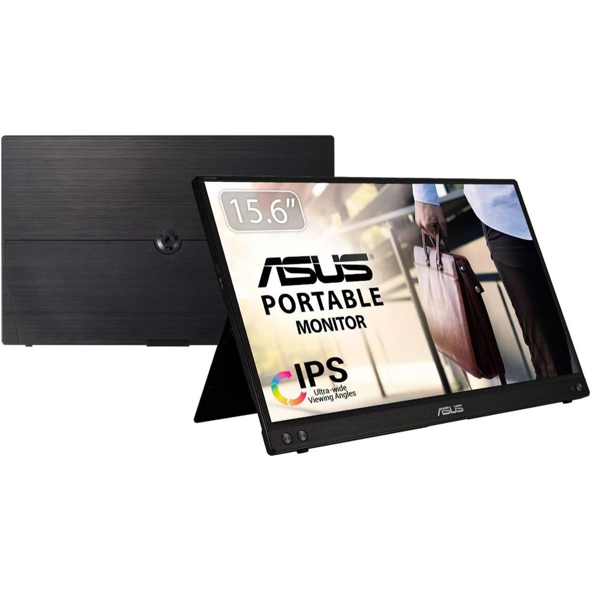 Asus ZenScreen MB16ACV 15.6” 1080P Portable Monitor - Full HD, IPS, Eye Care, Flicker Free, Blue Light Filter, Kickstand, USB-C Power Delivery, for Laptop, PC, Phone, Console