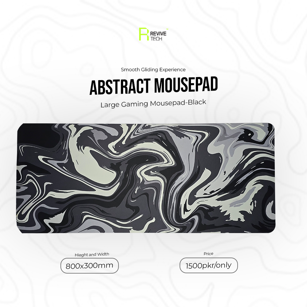Abstract Mousepad-XXL | 800x300mm Extended Desk Mat |Typographic Mousepad-Black
