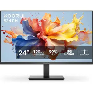 Koorui E2411H 24-inch 120Hz Gaming Monitor IPS FHD (1920 x 1080P) sRGB 99% Support Freesync Computer Monitors VESA Mount HDMI & VGA Ports