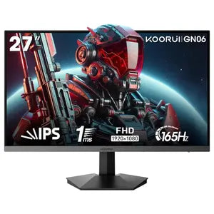 oorui GN06 Monitor, 27" Gaming Monitor, 180Hz, IPS, FHD 1920 x 1080 1ms Computer Monitor with Adaptive Sync, 75x75 mm VESA Mountable, Tilt Adjustable, 2 x HDMI 2.0 & DisplayPort 1.4, Black