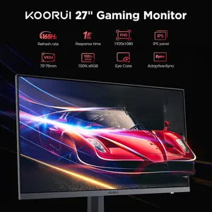oorui GN06 Monitor, 27" Gaming Monitor, 180Hz, IPS, FHD 1920 x 1080 1ms Computer Monitor with Adaptive Sync, 75x75 mm VESA Mountable, Tilt Adjustable, 2 x HDMI 2.0 & DisplayPort 1.4, Black