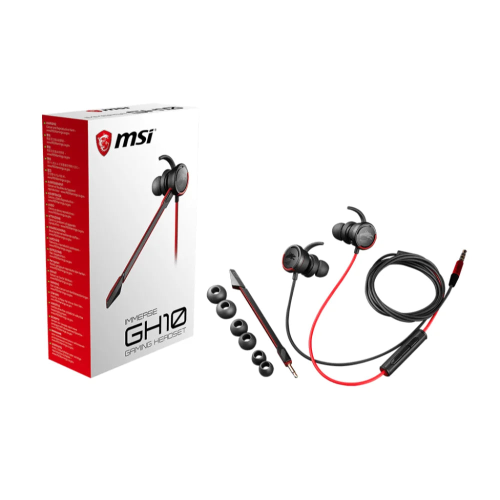 MSI Immerse GH10 Gaming Earphones Black/Red  – Precision Audio for Gamers