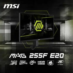 MSI MAG 255F E20 25-inch 1920 x 1080 (FHD) Gaming Monitor, 200Hz, IPS Panel, Adaptive-Sync, HDMI, DisplayPort, VESA Mountable, Tilt, 0.5ms, Black