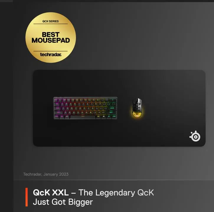 SteelSeries QcK Gaming Mouse Pad - XXL Cloth, Peak Tracking and Stability, Esports Mousepad, Never-Slip, Full Desk Coverage